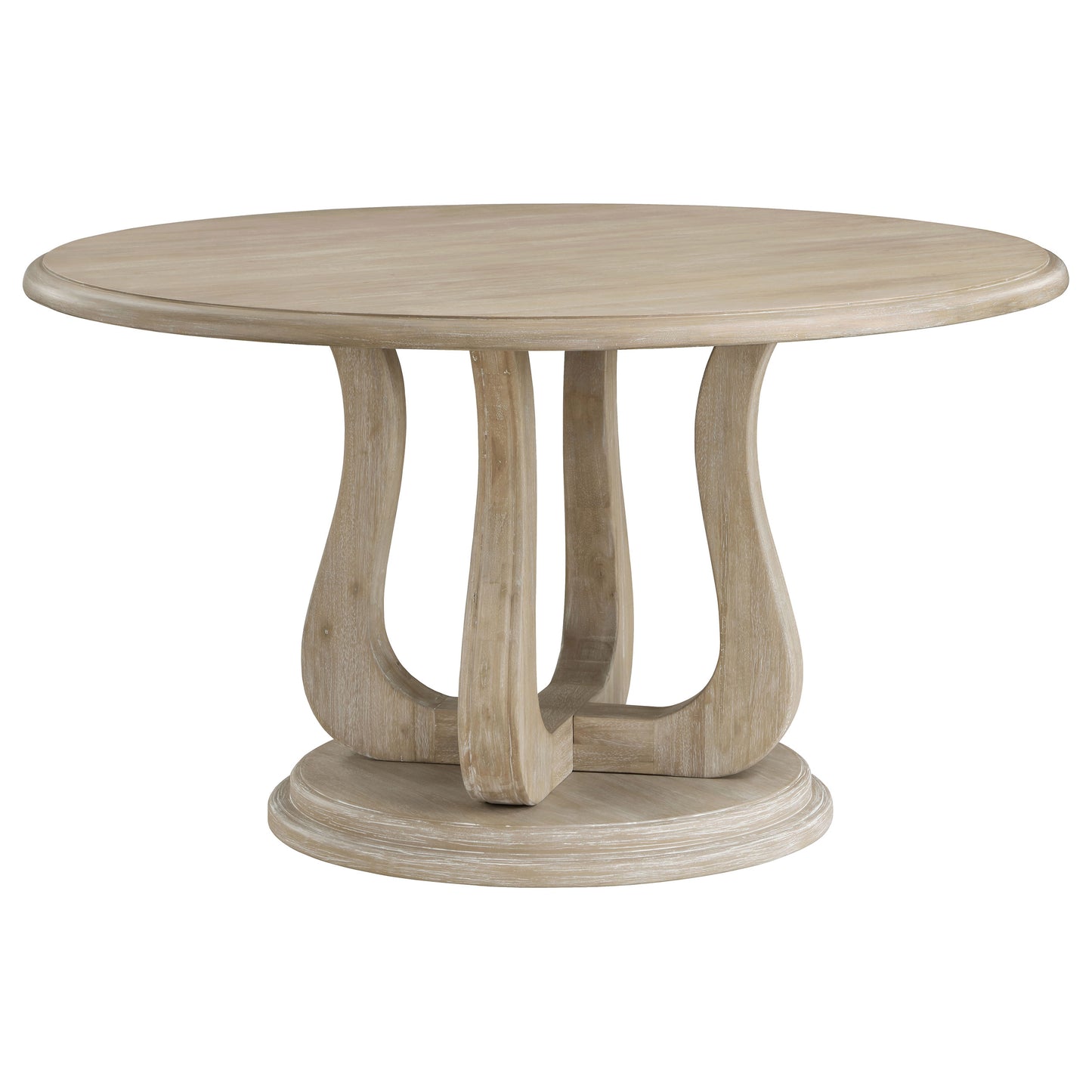 Trofello 5-Piece Farmhouse Round Pedestal Dining Set White Washed