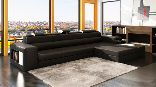 Polaris Mini Black Contemporary Bonded Leather Right Facing Sectional Sofa