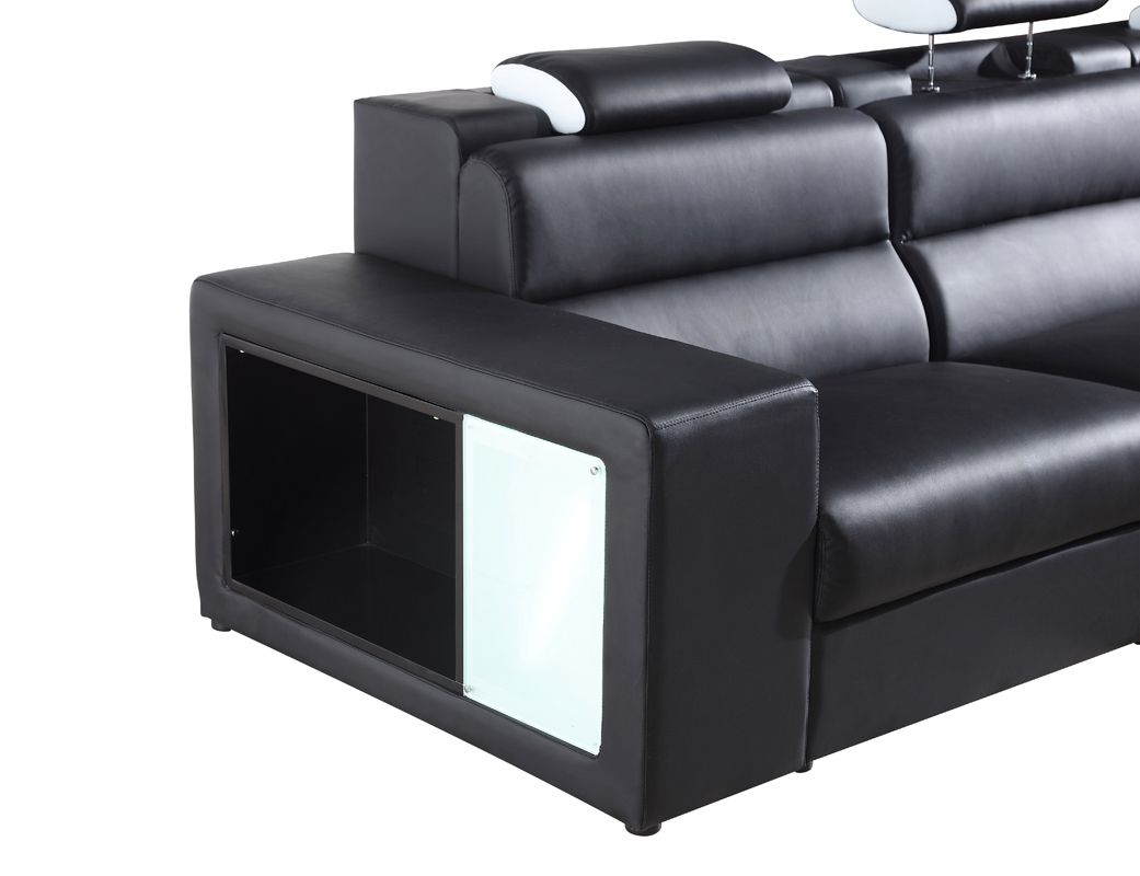 Polaris Mini Black Contemporary Bonded Leather Right Facing Sectional Sofa
