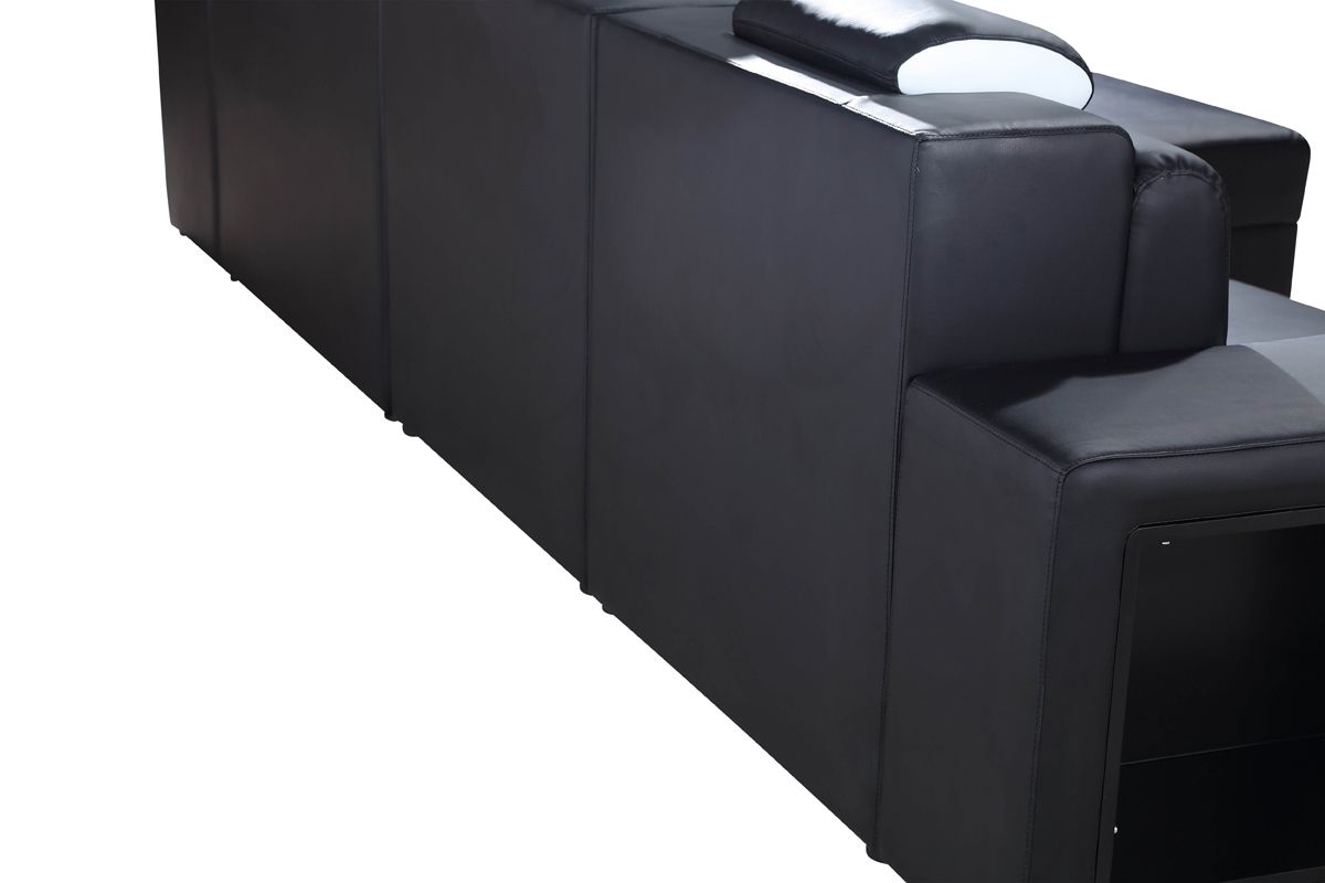 Polaris Mini Black Contemporary Bonded Leather Right Facing Sectional Sofa