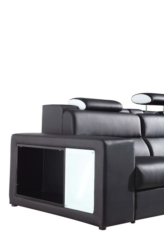 Polaris Mini Black Contemporary Bonded Leather Right Facing Sectional Sofa