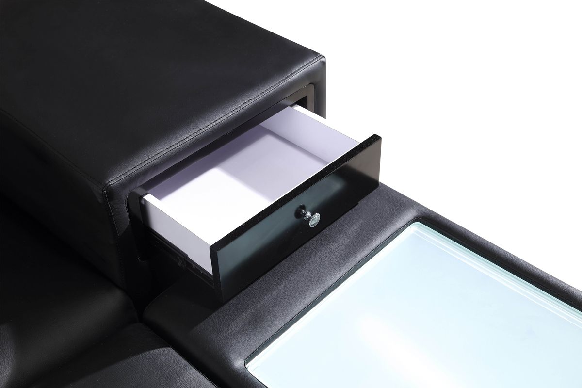 Polaris Mini Black Contemporary Bonded Leather Right Facing Sectional Sofa