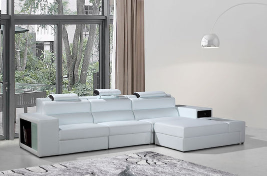 Polaris Mini White Contemporary Bonded Leather Right Facing Sectional Sofa