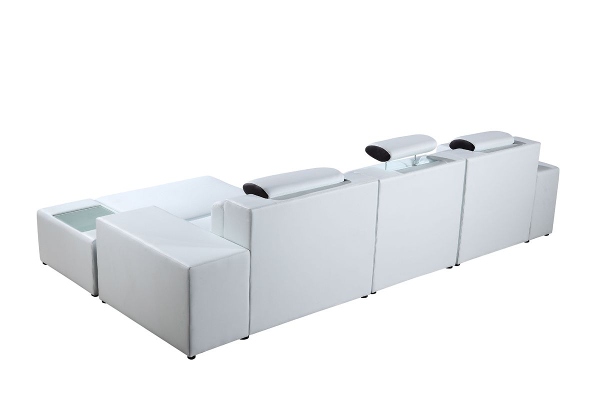Polaris Mini White Contemporary Bonded Leather Right Facing Sectional Sofa