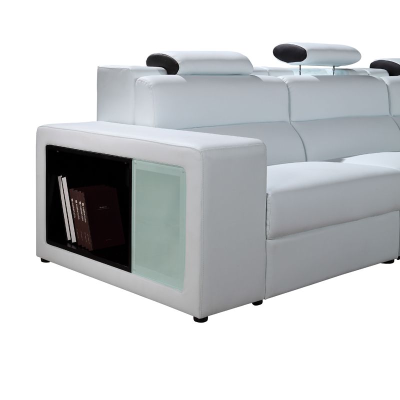 Polaris Mini White Contemporary Bonded Leather Right Facing Sectional Sofa