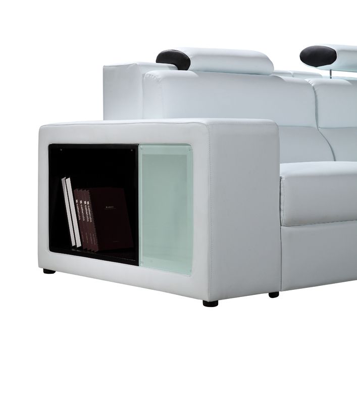 Polaris Mini White Contemporary Bonded Leather Right Facing Sectional Sofa