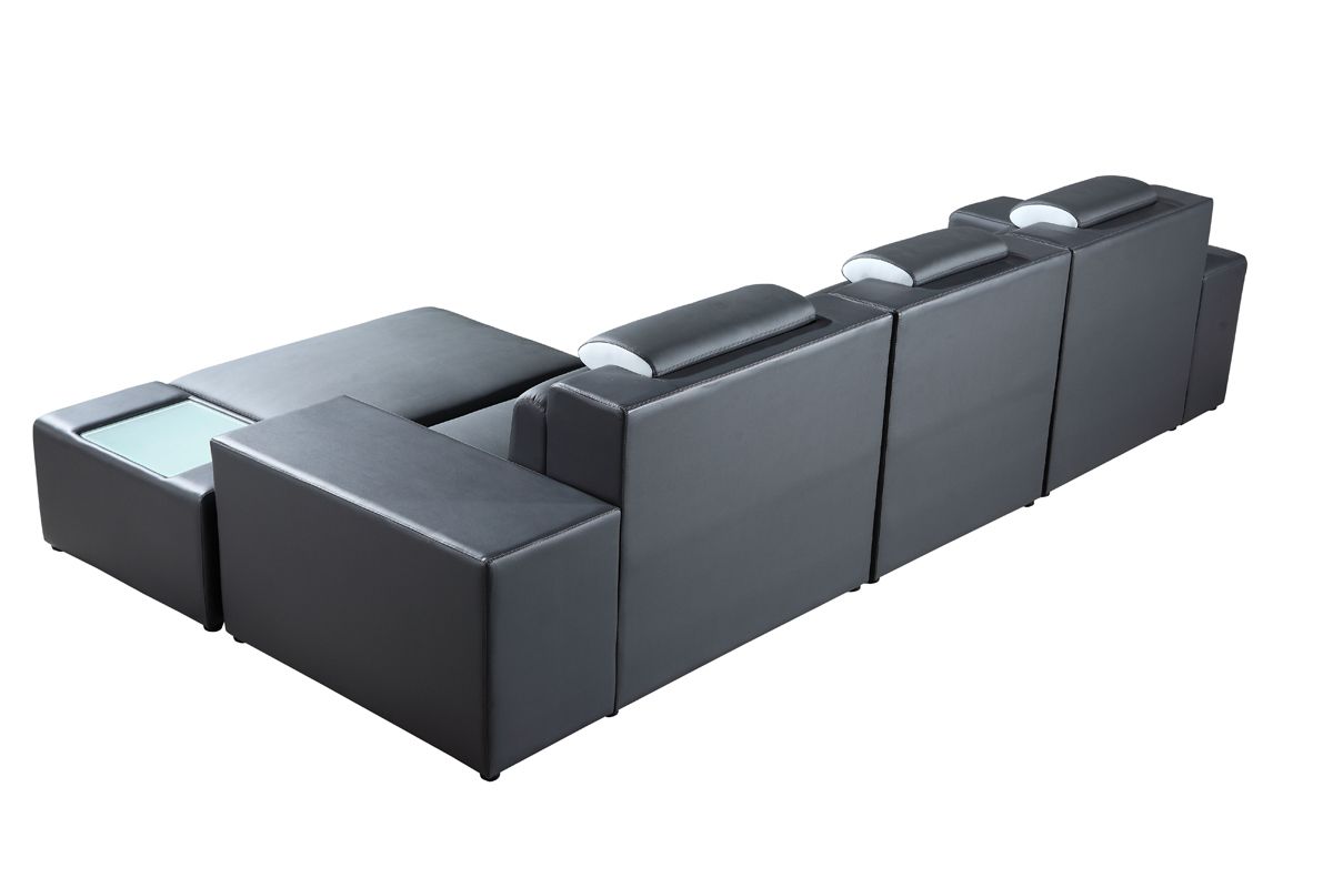 Polaris Mini Grey Contemporary Bonded Leather Right Facing Sectional Sofa