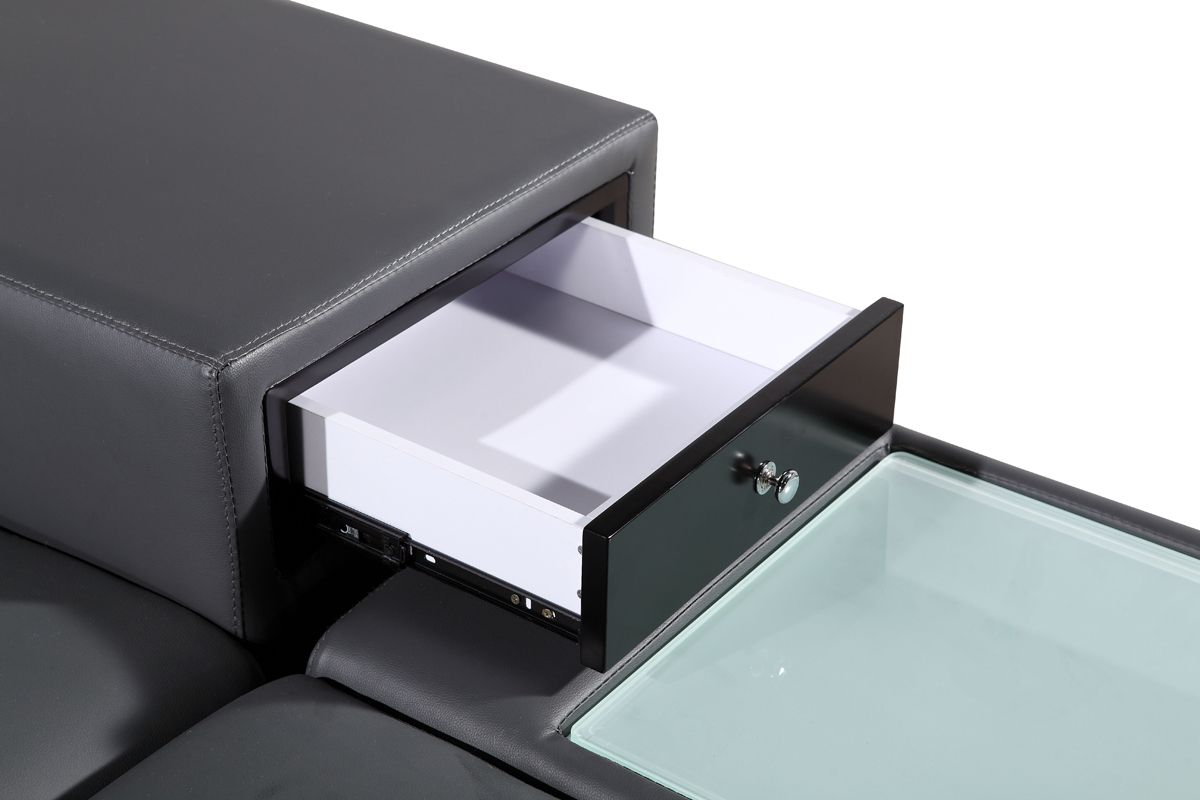 Polaris Mini Grey Contemporary Bonded Leather Right Facing Sectional Sofa