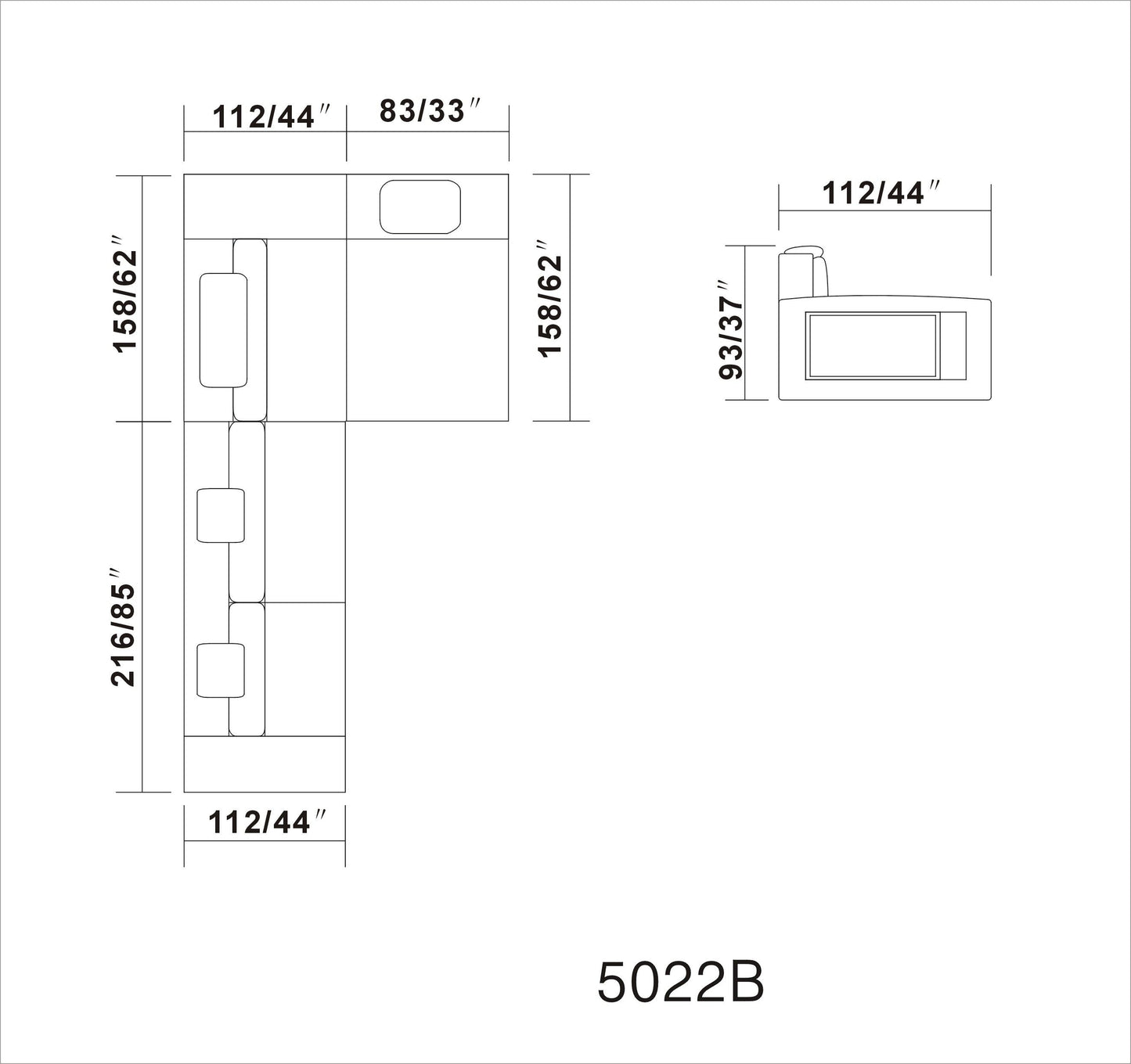 Polaris Mini White Contemporary Bonded Leather Right Facing Sectional Sofa