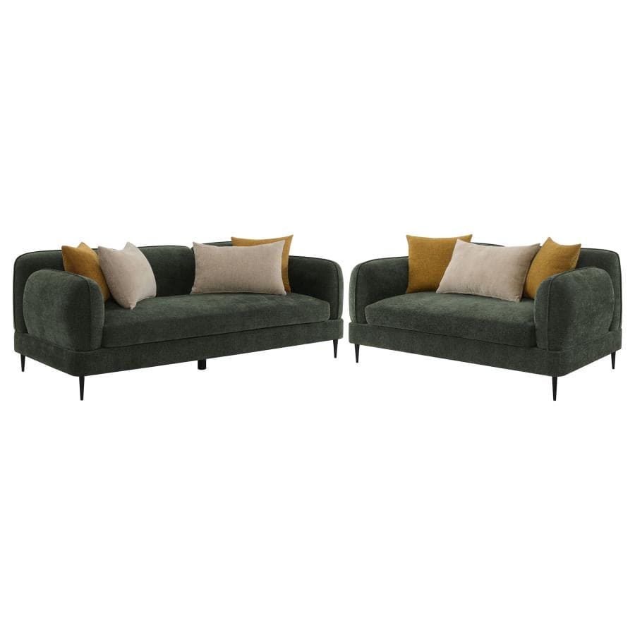 Jade 2-piece Chenille Upholstered Sofa Set Green