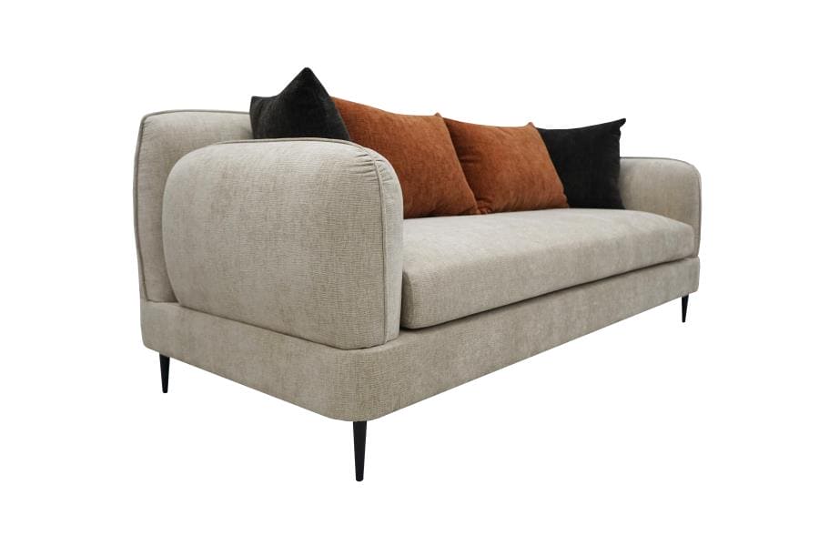 Jade Chenille Upholstered Sculpted Track Arm Sofa Latte