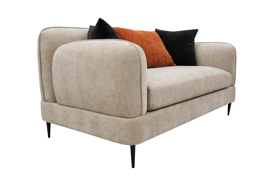 Jade Chenille Upholstered Sculpted Track Arm Sofa Latte