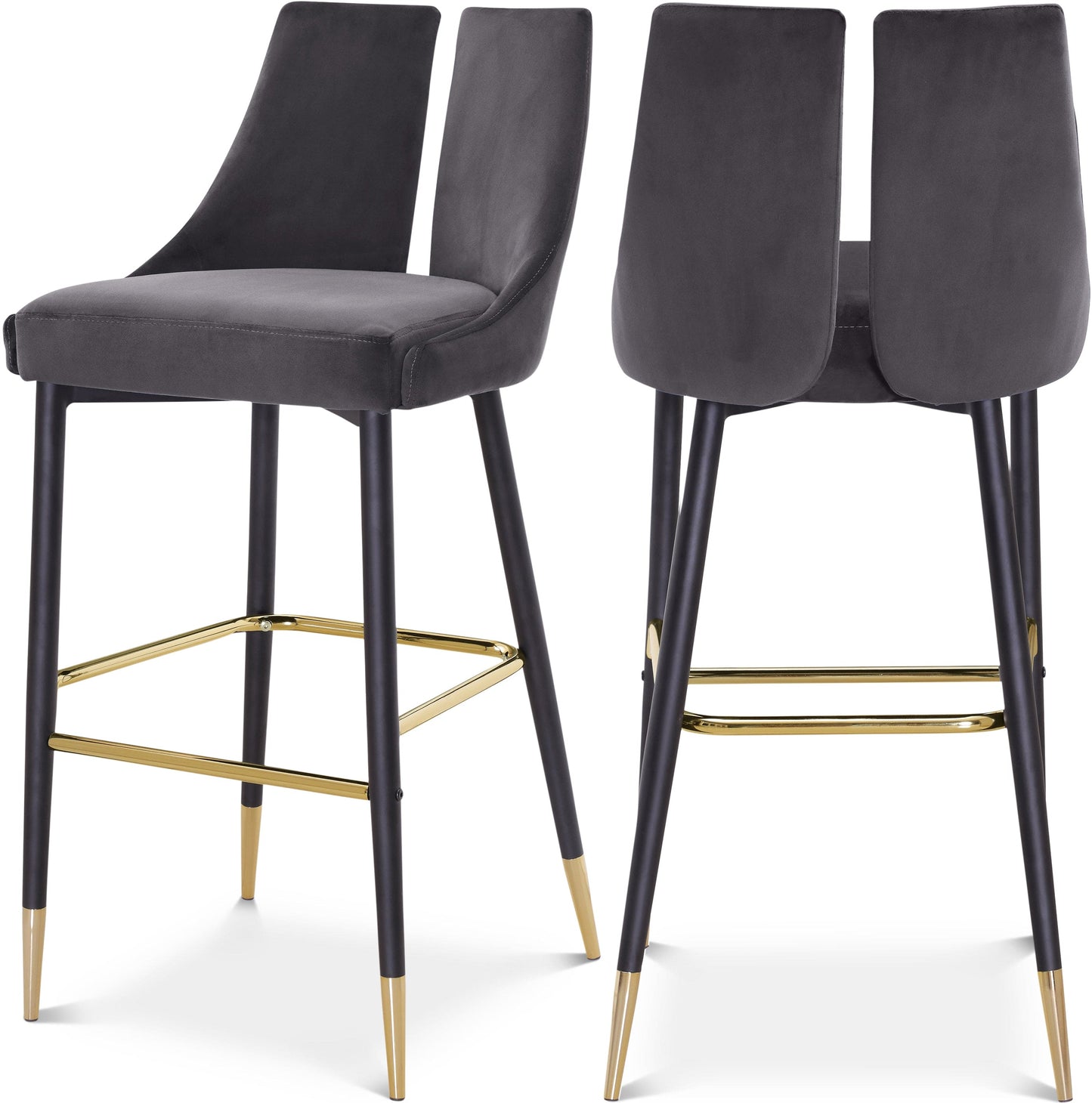 Sleek Velvet Upholstered Bar Stool (Set of 2)