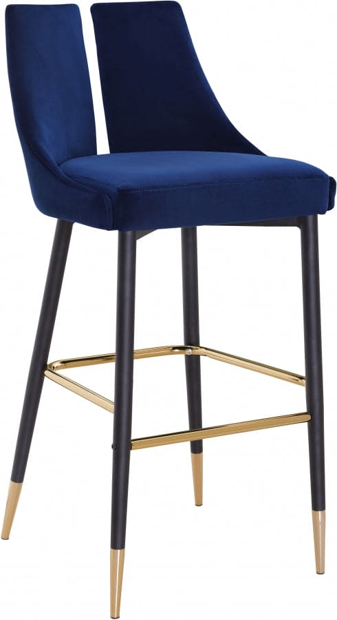 Sleek Velvet Upholstered Bar Stool (Set of 2)