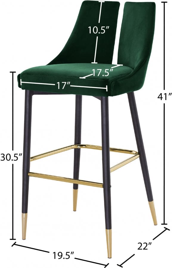 Sleek Velvet Upholstered Bar Stool (Set of 2)
