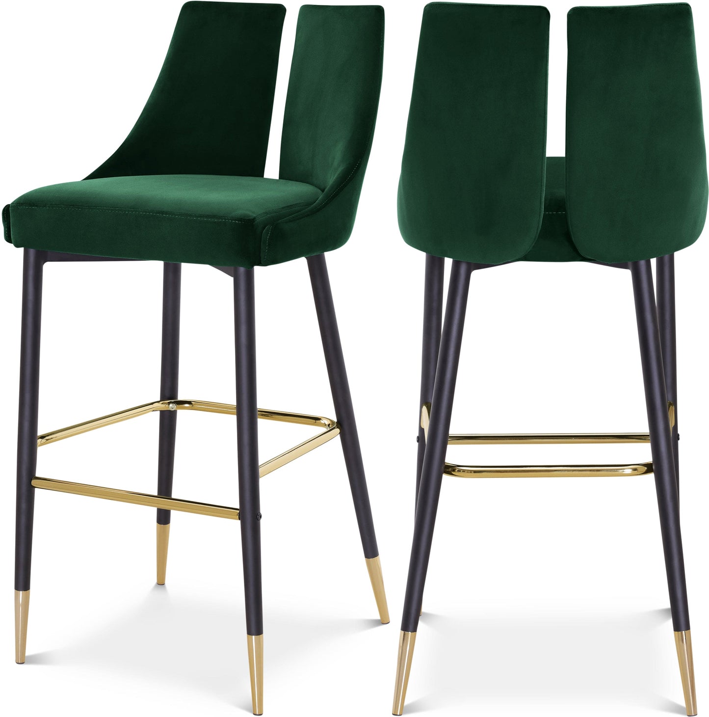 Sleek Velvet Upholstered Bar Stool (Set of 2)