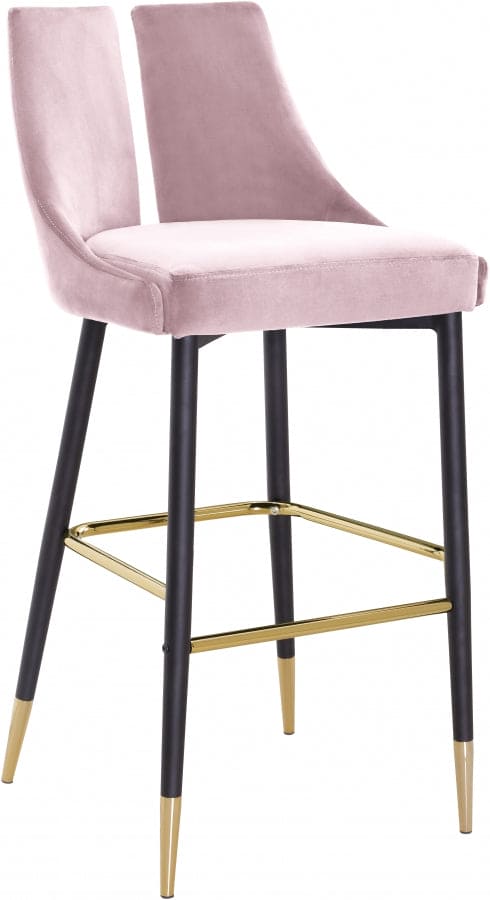 Sleek Velvet Upholstered Bar Stool (Set of 2)