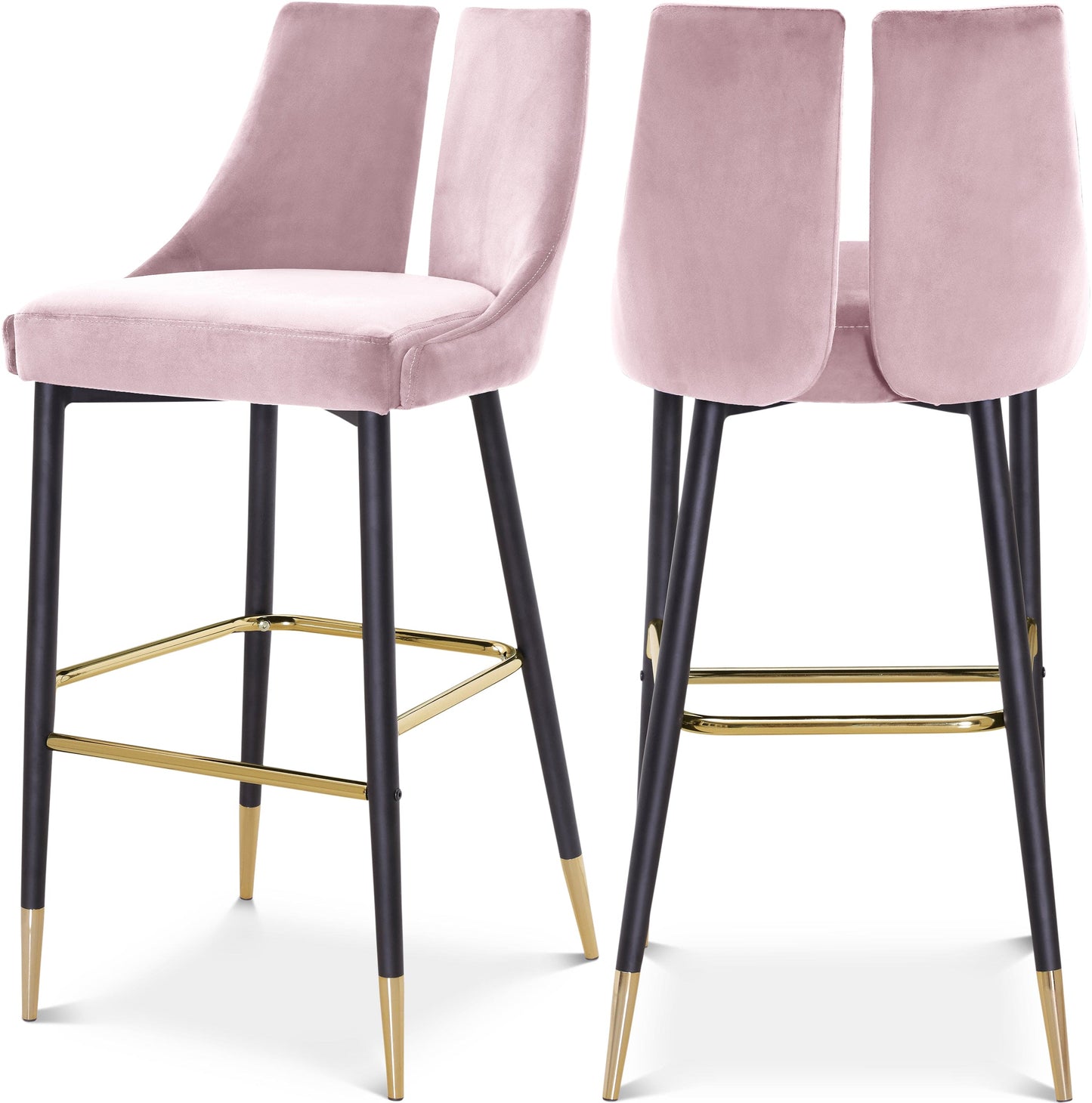 Sleek Velvet Upholstered Bar Stool (Set of 2)
