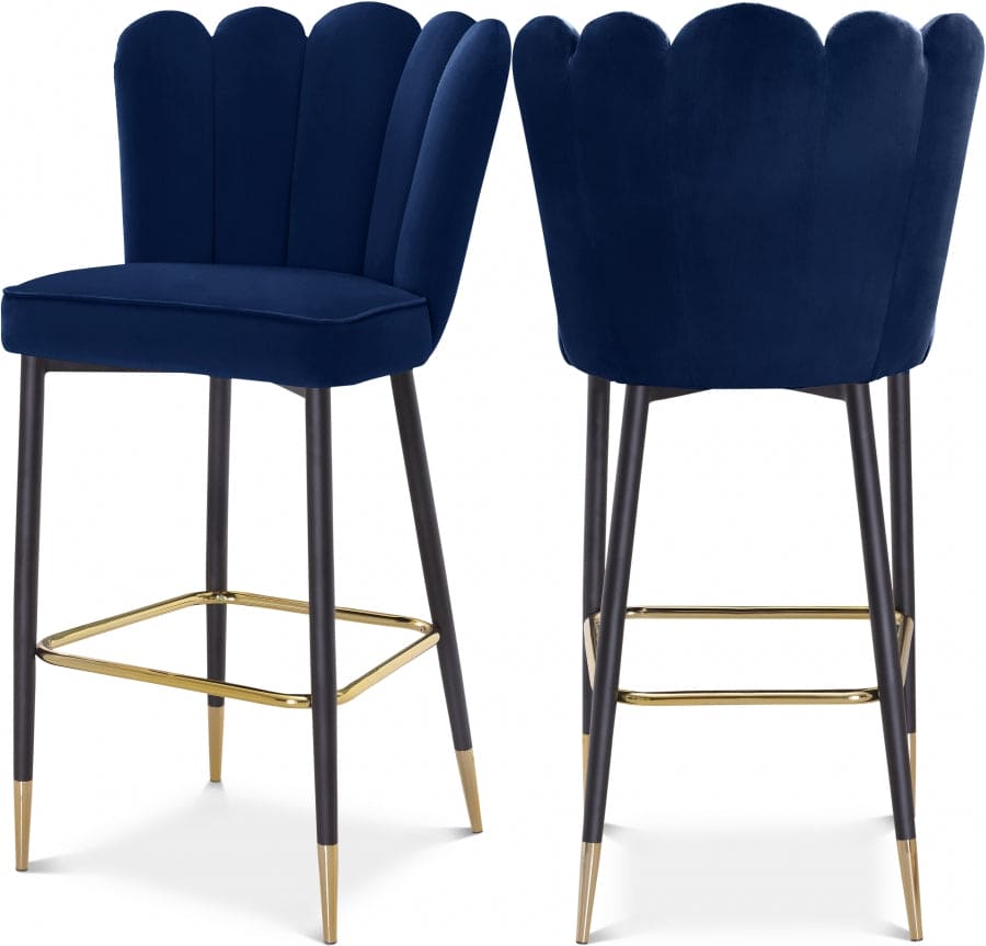Lily Velvet Upholstered Bar Stool (Set of 2)