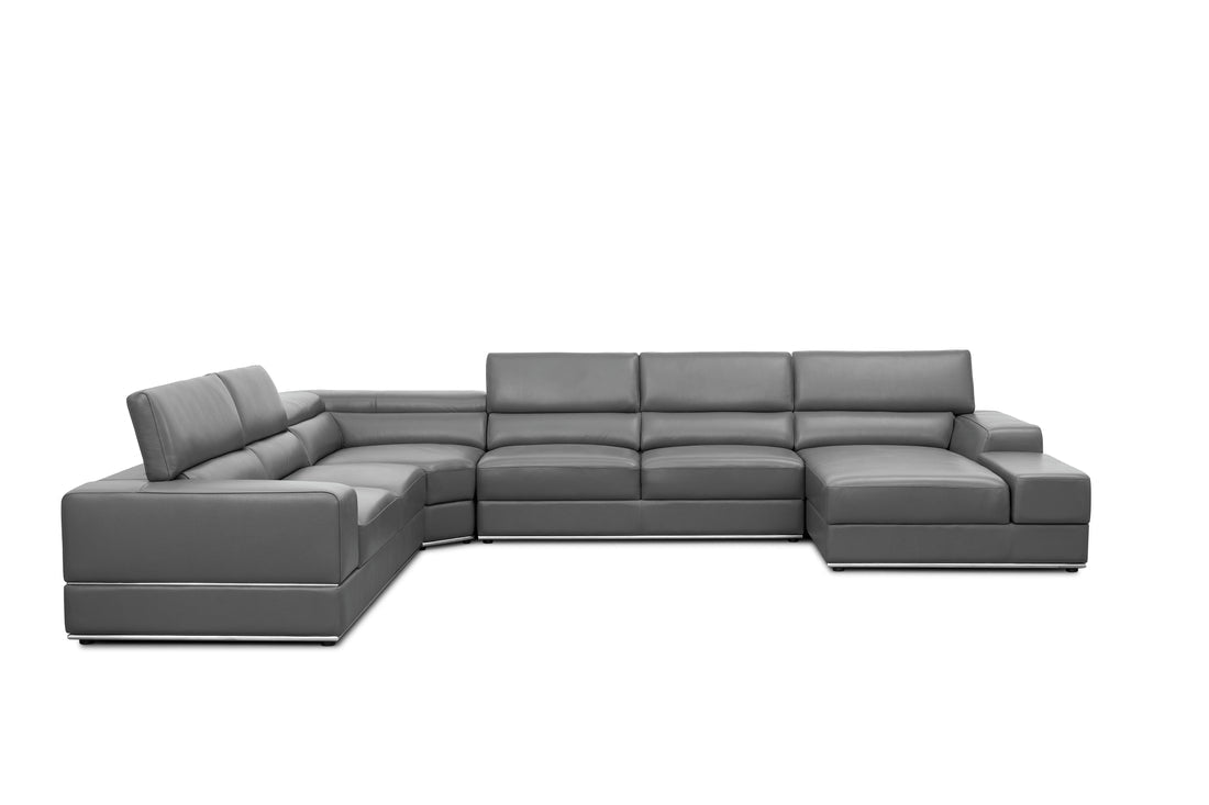 Nella Sectional Sofa | Italian Leather Match Dark Gray