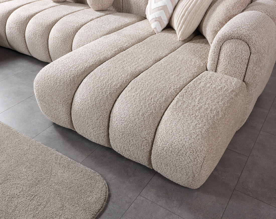 Lis Sand Boucle Double Chaise 147" Sectional