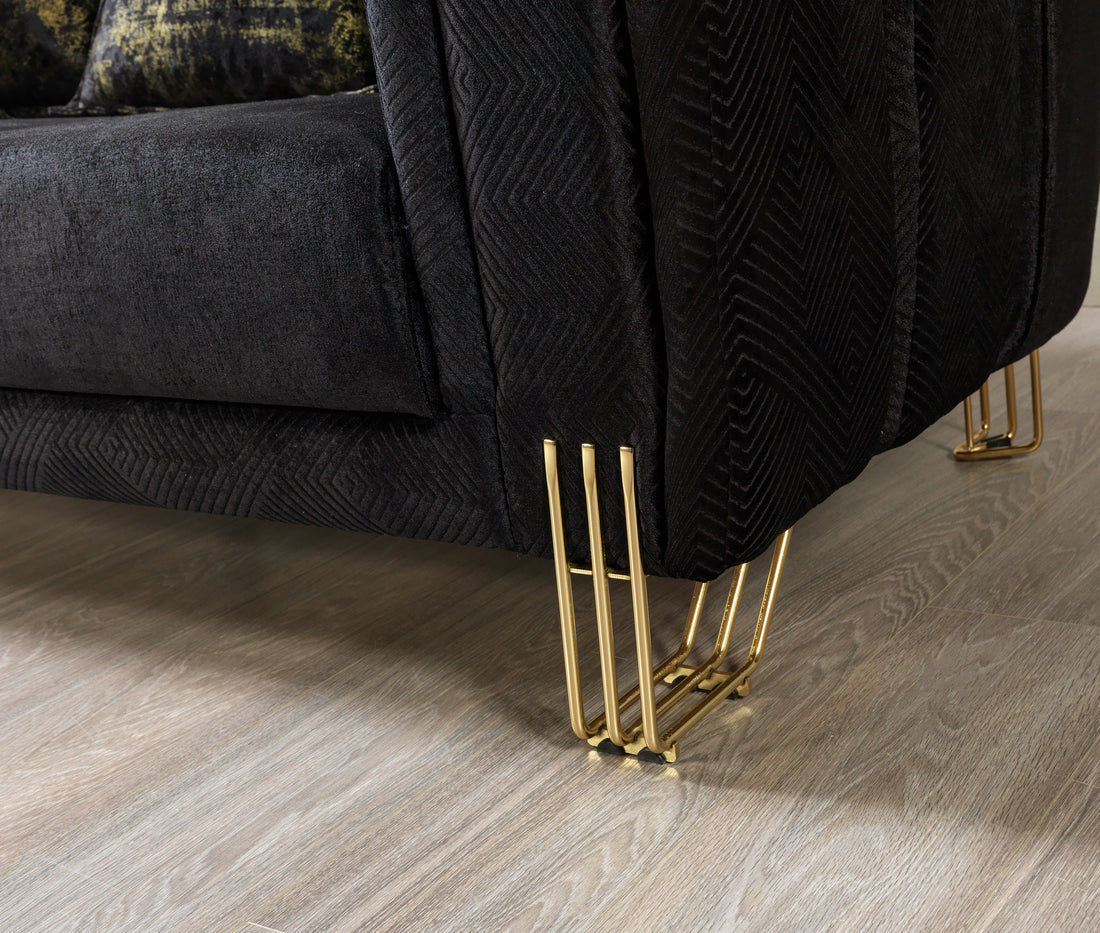 Santana Black Velvet Sofa 89”