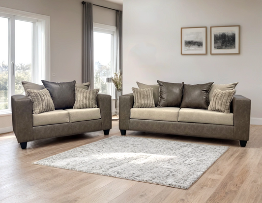 110-Hollywood latte Sofa & Loveseat