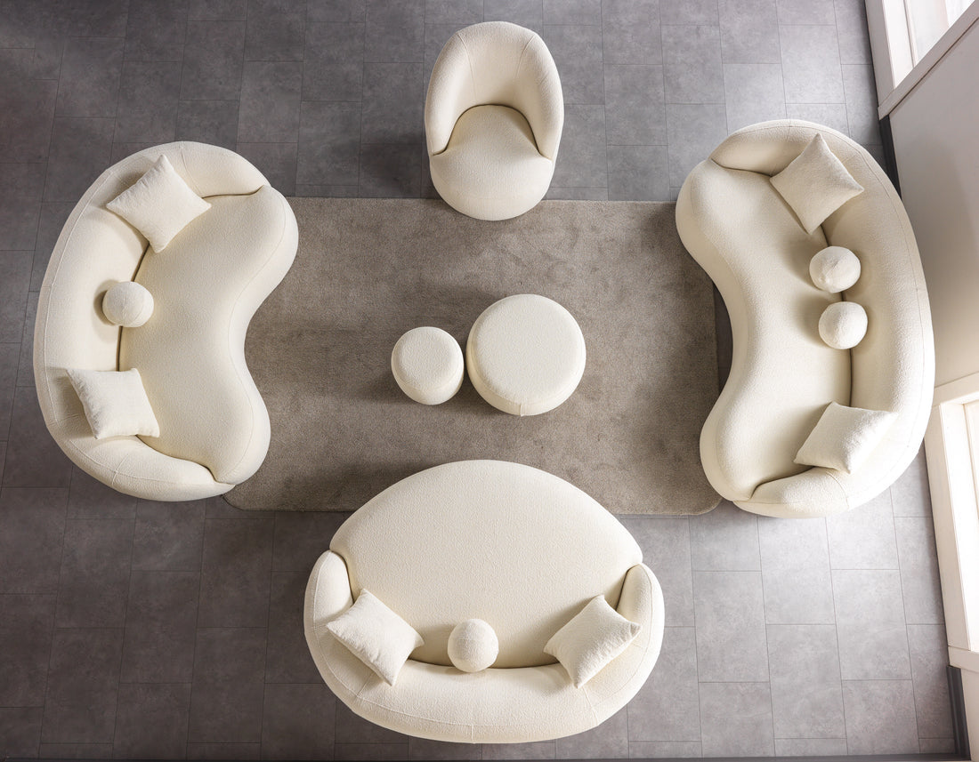 Bonita Ivory Boucle Round Sofa 71"