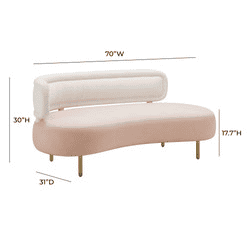 Tischa Cream Boucle & Blush Velvet Sofa