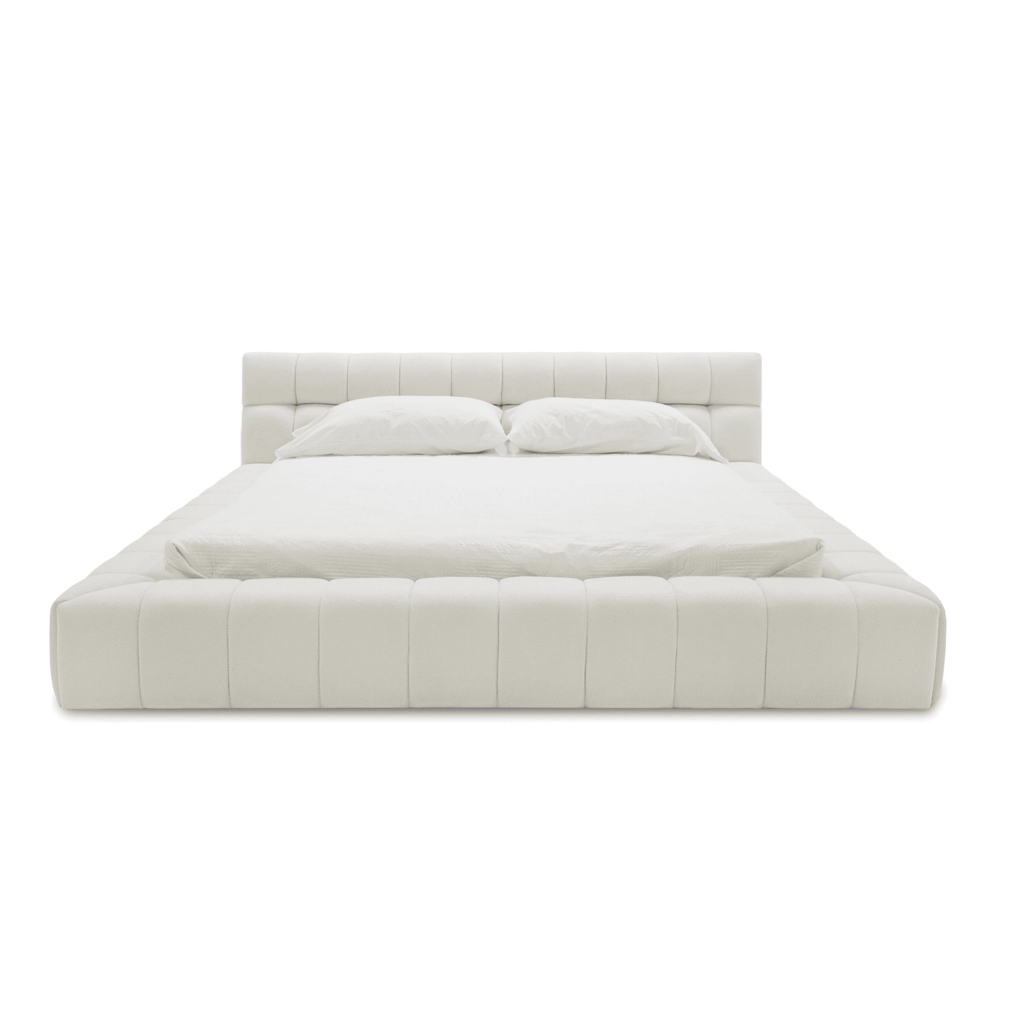 Divani Casa Tyree - Modern Tufted Off-White Fabric Bed