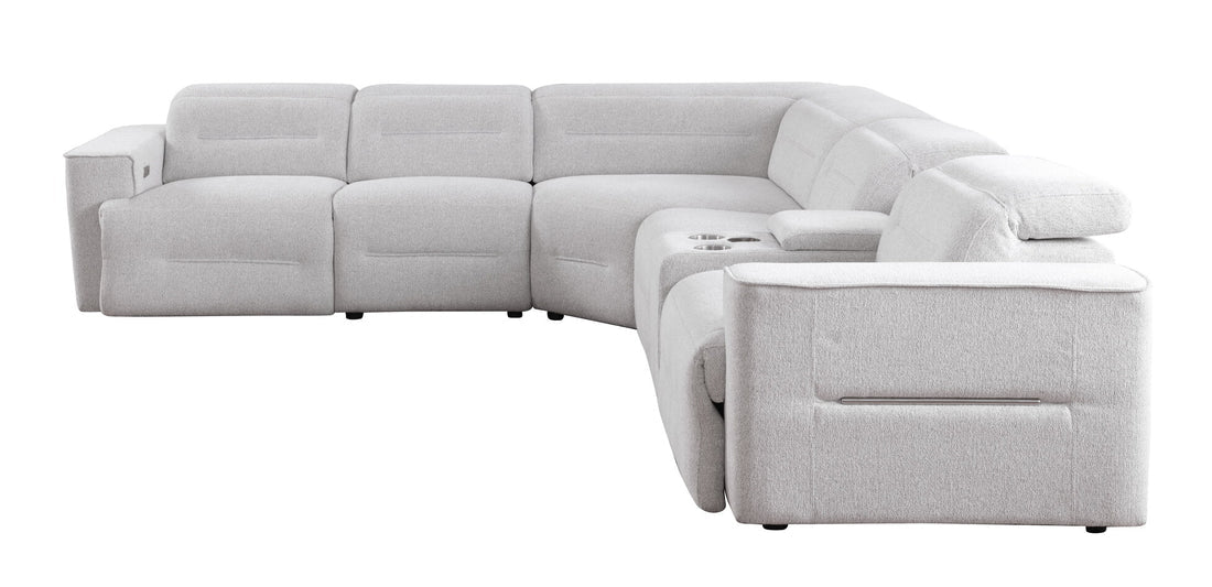 6PC POWER SECTIONAL Modern Comfort in Light Grey Fabric