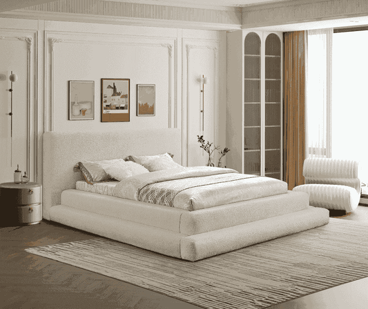 Dane Teddy Fabric Queen Bed - Beige