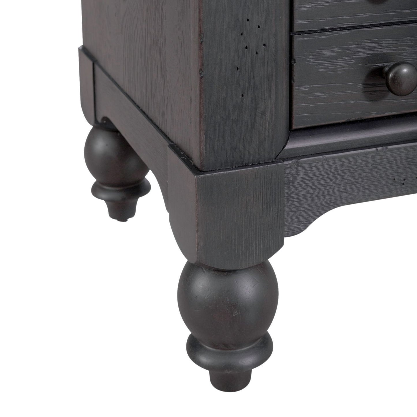 Americana Farmhouse Bedside Chest w/ Charging Station - Black