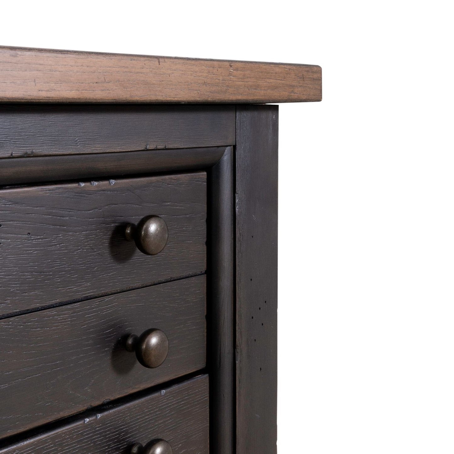 Americana Farmhouse Bedside Chest w/ Charging Station - Black