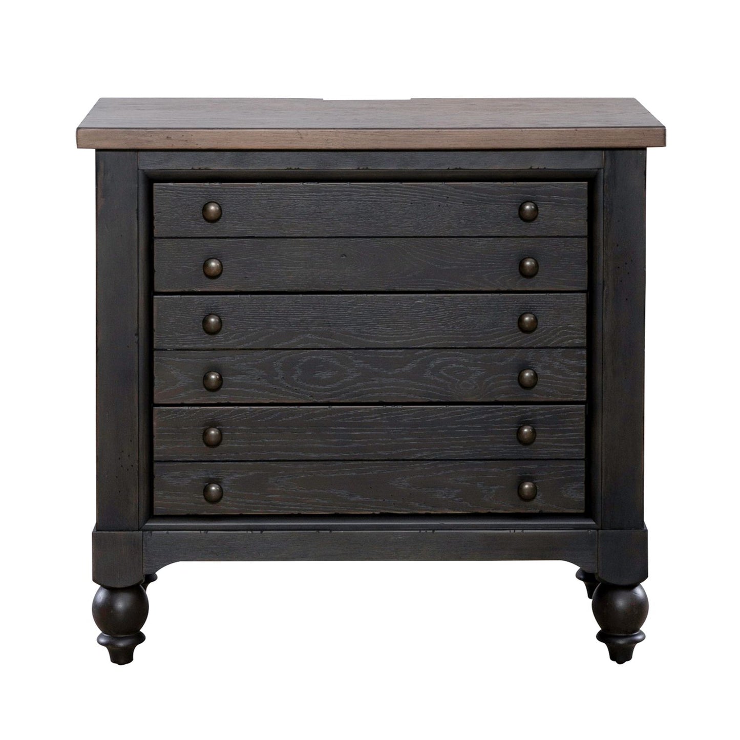 Americana Farmhouse Bedside Chest w/ Charging Station - Black