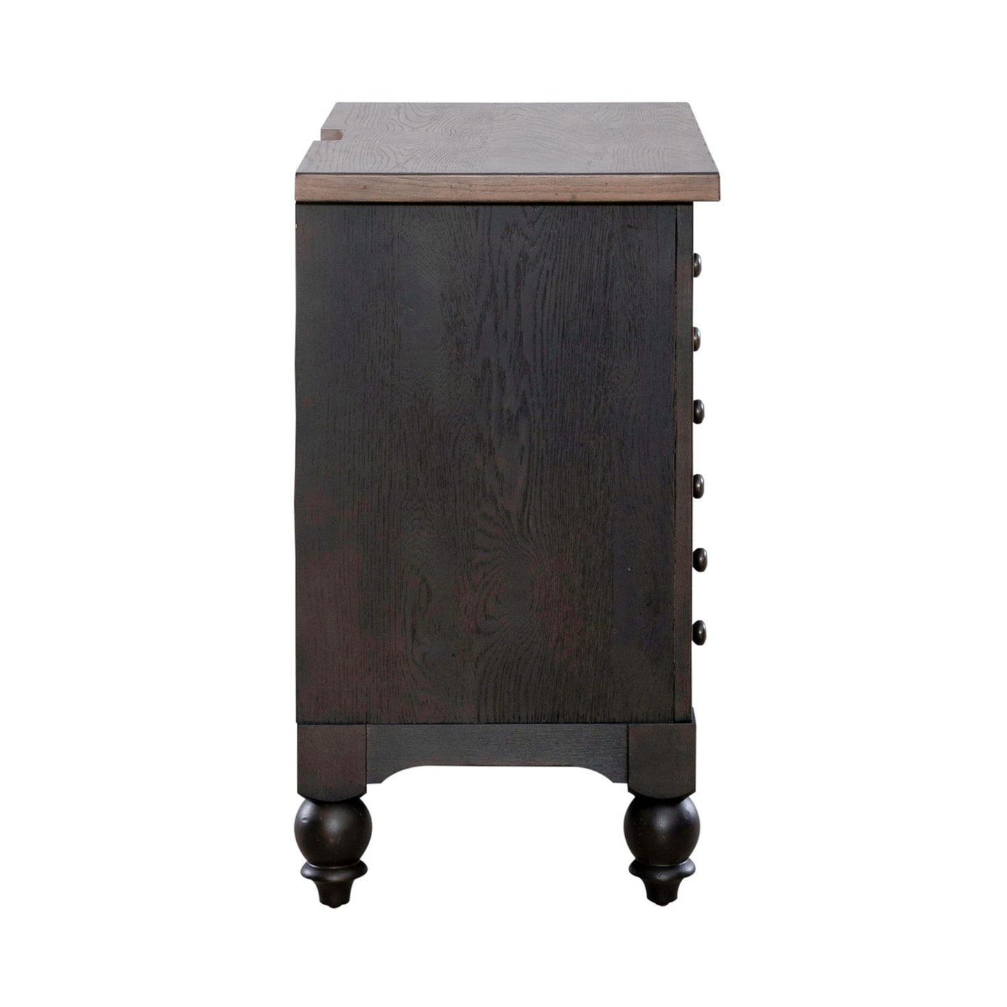Americana Farmhouse Bedside Chest w/ Charging Station - Black