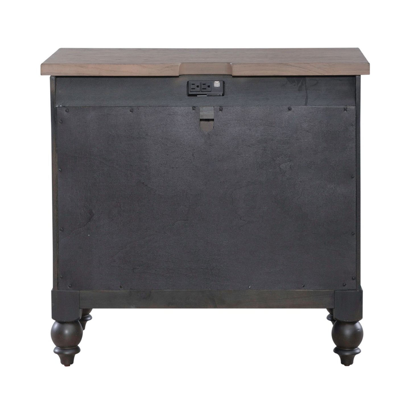 Americana Farmhouse Bedside Chest w/ Charging Station - Black