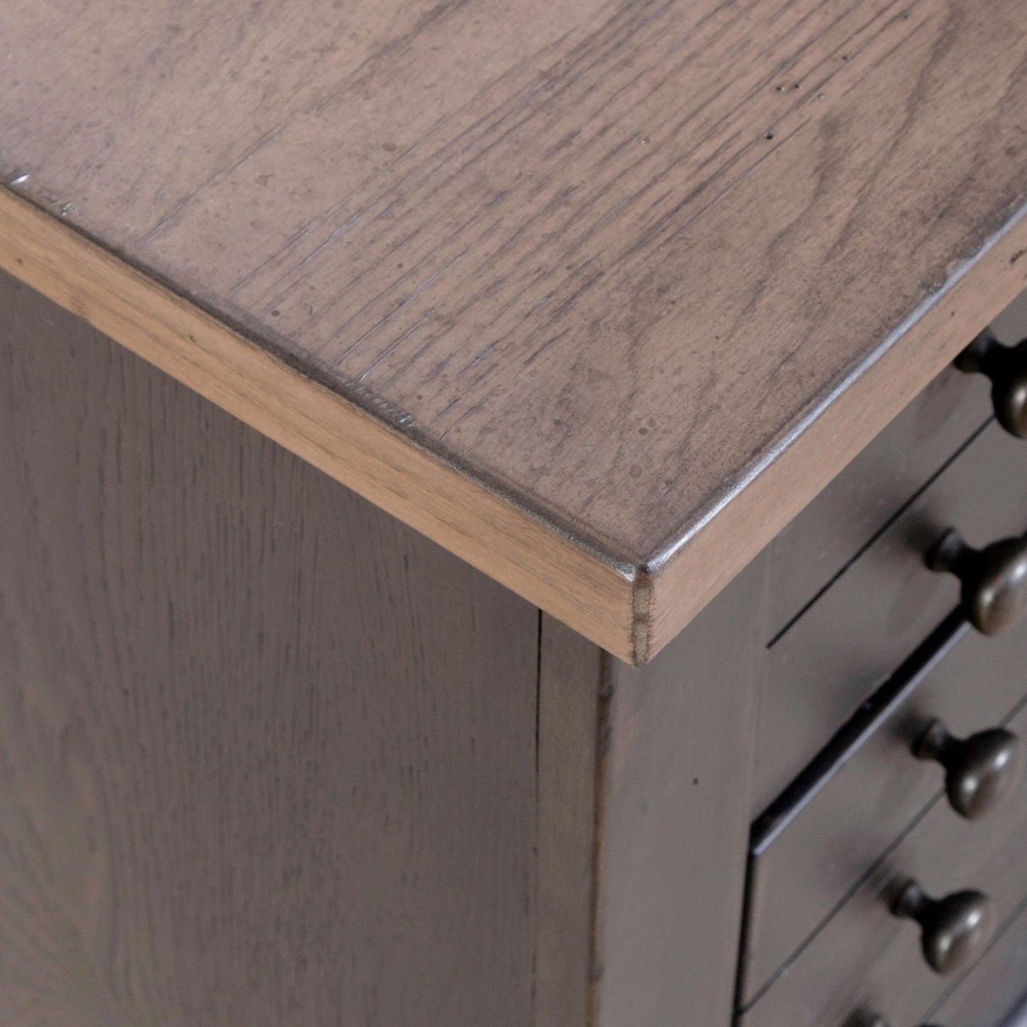 Americana Farmhouse Bedside Chest w/ Charging Station - Black