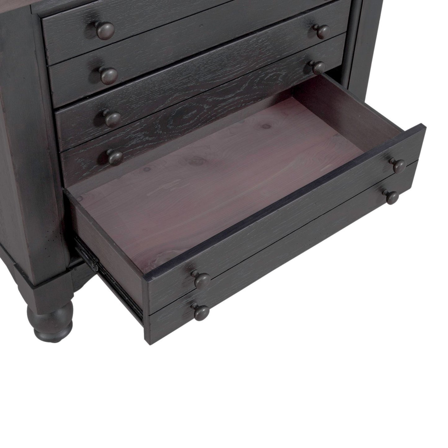 Americana Farmhouse Bedside Chest w/ Charging Station - Black