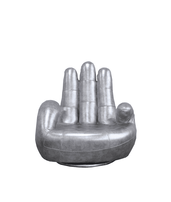 Lamod Italia Sosia Italian Modern Silver Leather Hand Accent Chair