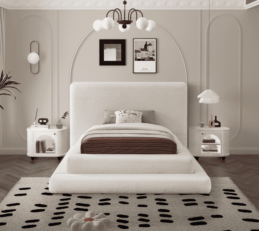 Dane Teddy Fabric Twin Bed - Cream