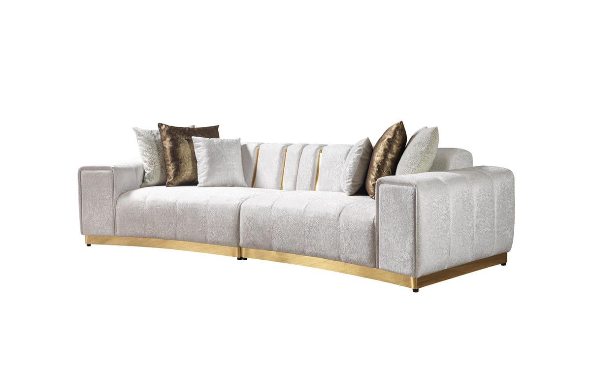 Michelle Ivory Velvet Curved 118" Sectional