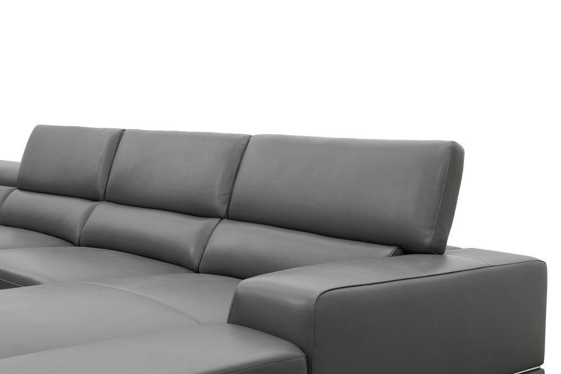 Nella Sectional Sofa | Italian Leather Match Dark Gray