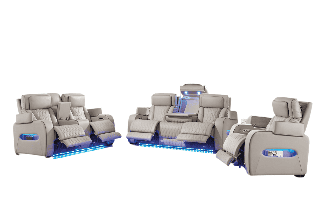 Power 2PC Reclining Set (Genuine Leather + Air Massage)