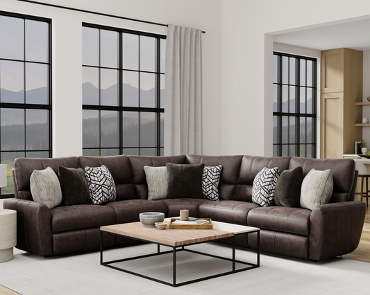Royster Power Reclining Chocolate Sectional