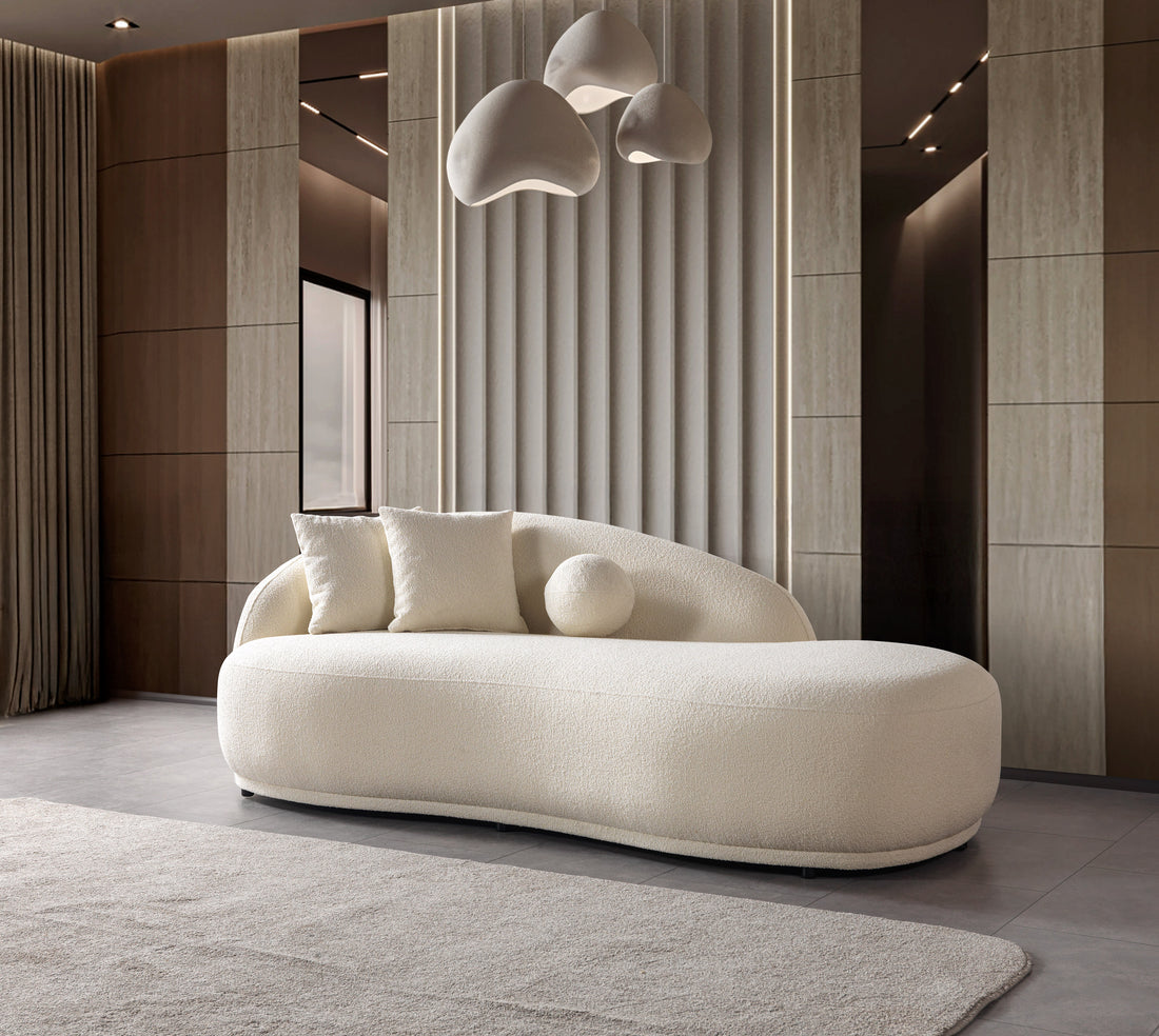 Bonita Ivory Boucle Sofa Chaise 87"