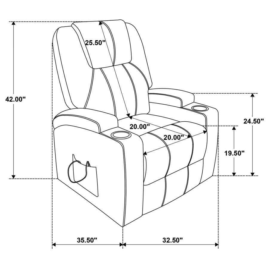 UPHOLSTERED POWER LIFT MASSAGE RECLINER WINE