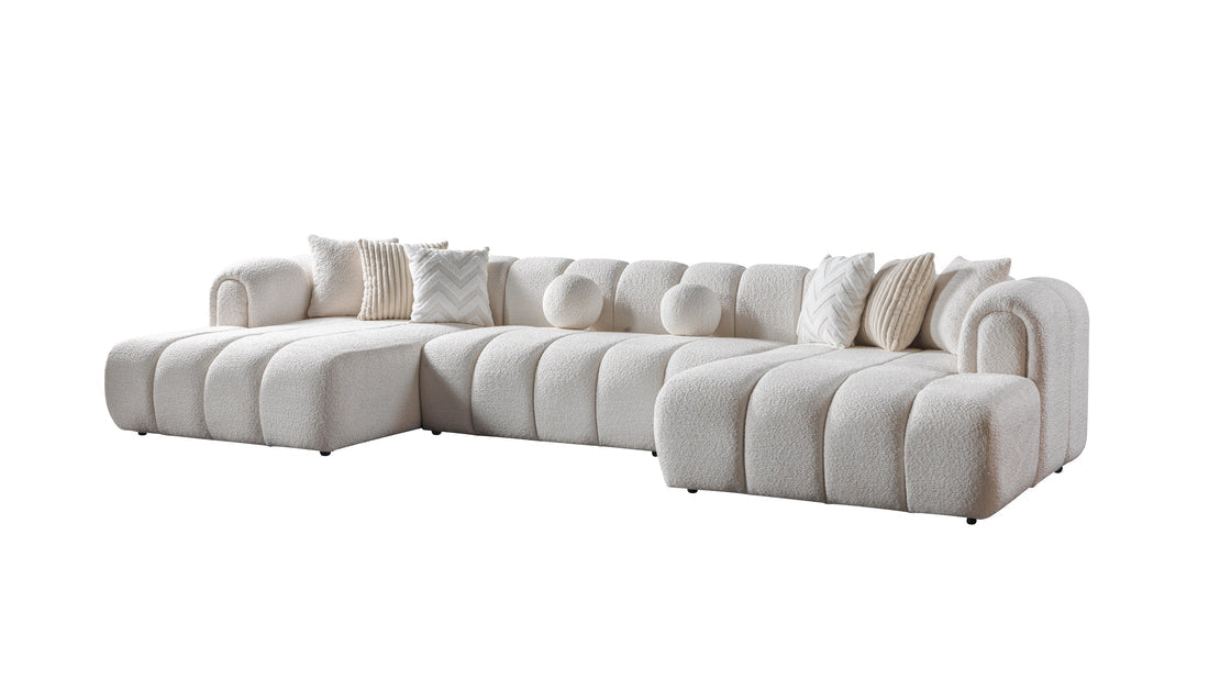 Lis Ivory Boucle Double Chaise 147" Sectional
