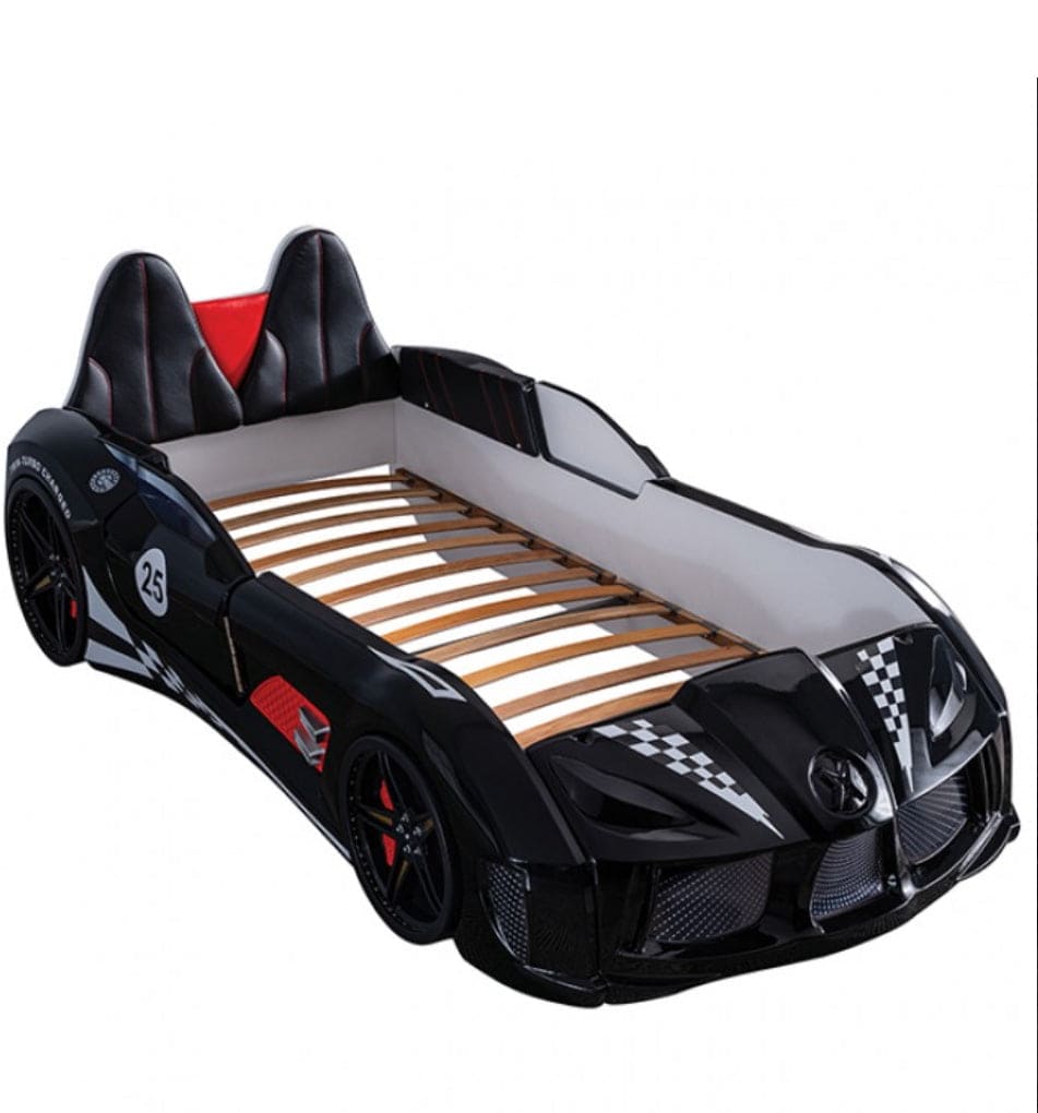 Trackster Black Race Car Twin Bed