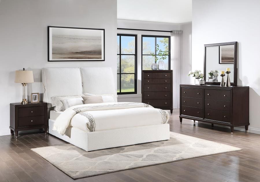 Gwendoline Upholstered Panel Bed White E KING BED